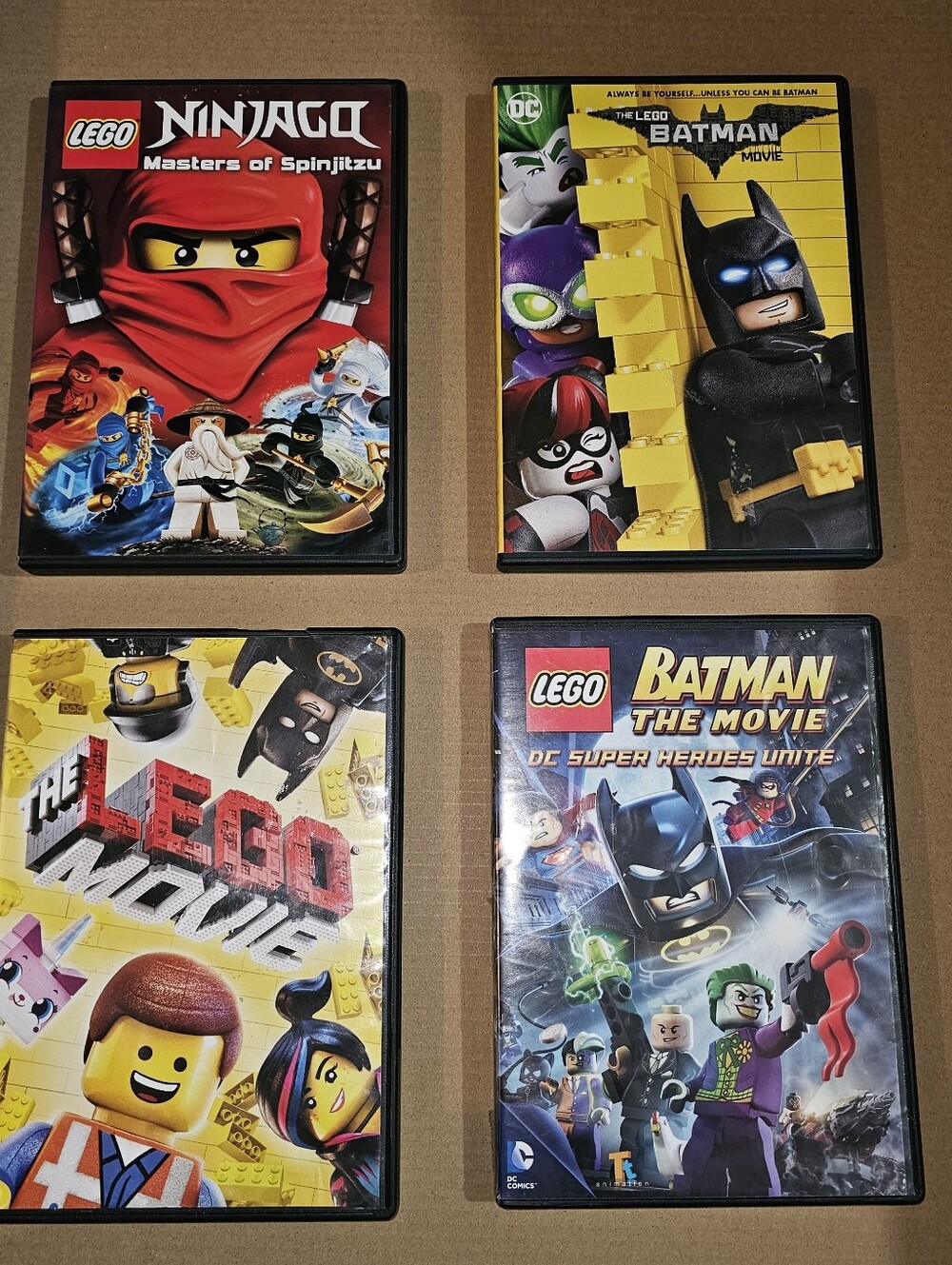 LEGO Ninjago Masters Of Spinjitzu DVDs Batman Movie DC Super Heroes Bundle x4